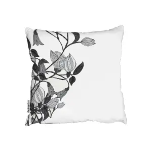 Cushions - Black & White Flower Illustration (Cushion) / 45cm x 45cm