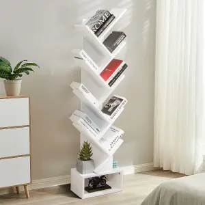 Costway 59 inch Tree Bookshelf Free-standing Bookcase with 10 Shelves