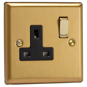 Varilight 1-Gang 13A Double Pole Switched Socket Brushed Brass