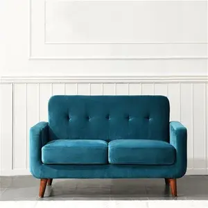 Clarence 2-Seater Teal Velvet Sofa, Two-Seater Blue Fabric Sofa - Daals - Sofas