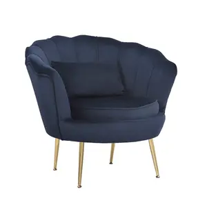 Velvet Navy Blue Daisy Accent Chair