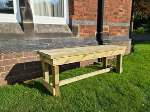 Butchers Bench, Wooden Garden Bench - L39 x W120 x H45 cm - Minimal Assembly Required