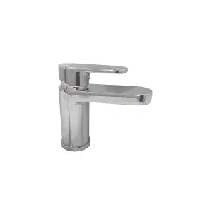 Chrome Compact Cold Eco Start Round Mono Basin Mixer Tap + Clicker Waste WRAS