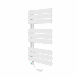 Rinse Bathrooms Prefilled Electric Heated Towel Rail with Timer Flat Panel Thermostatic Bathroom Towel Radiator White 826x500mm