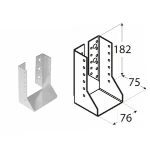 Single Premium Heavy Duty Galvanised Concealed Joist Hanger 76x182mm