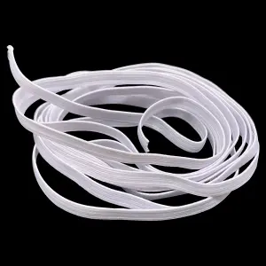 6mm Wide Flat Elastic Band, Stretchable Elastic Cord Flat Tape, White - 2 metres