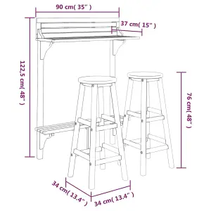 3 Piece Balcony Bar Set Solid Wood Acacia