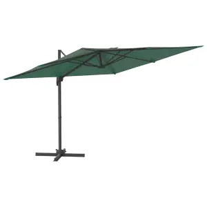 Berkfield LED Cantilever Garden Parasol Green 400x300 cm