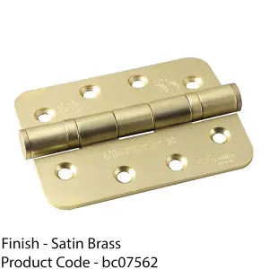 PAIR Grade 13 Heavy Duty Ball Bearing P Hinge RADIUS 107 x 77mm Satin Brass Door