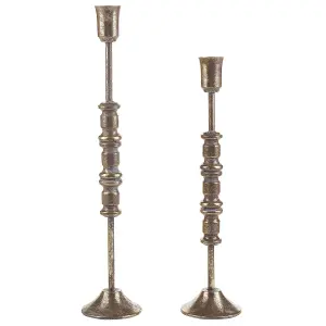 Set of 2 Candle Holders SALAMINA Metal Gold