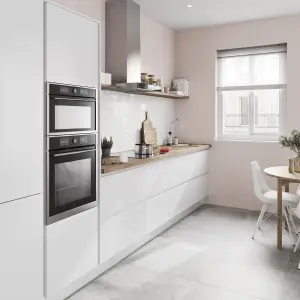 GoodHome Stevia Gloss white slab Gloss white 70:30 Larder Cabinet door (W)600mm (H)1287mm (T)18mm