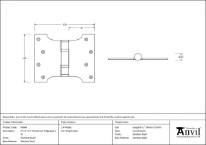 From The Anvil Polished Nickel 4 Inch x 3 Inch x 5 Inch  Parliament Hinge (pair) ss