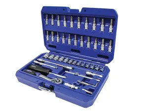 Faithfull 46-Piece Metric Socket Set with Ratchet and Accessories