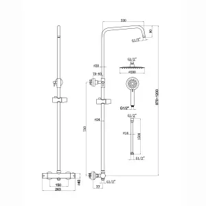 ENKI Dune Chrome Round Dual Thermostatic Handheld Shower Set 200mm