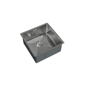 Kersin Elite Brushed Stainless Steel Undermounted 1 Bowl Sink (W) 440 x (L) 440mm