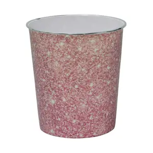 9L Waste Paper Bin Pink Sequin Effect Desk Bedside Bathroom Waste Rubbish Bin