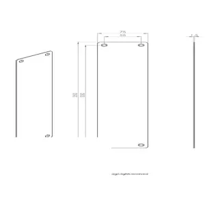 Plain Door Finger Plate 350 x 75mm Bright Stainless Steel Push Plate