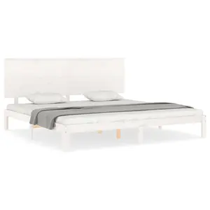 Berkfield Bed Frame with Headboard White 200x200 cm Solid Wood