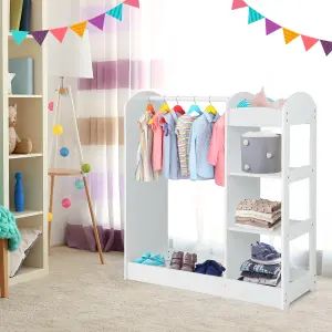 Costway Kids Dress Up Storage Kids Play Armoire Dresser Dressing Up Wardrobe With Mirror