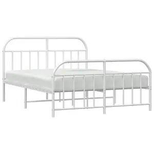 Berkfield Metal Bed Frame with Headboard and Footboard White 135x190 cm