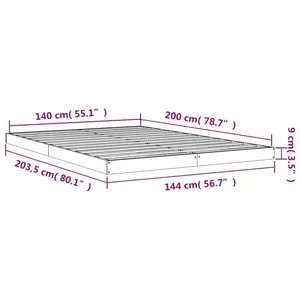 Bed Frame Solid Wood Gray / European Double (140 x 200cm)