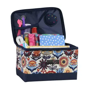 Sewing Case Navy with Multi floral Print- Everything Mary EVM12861-2