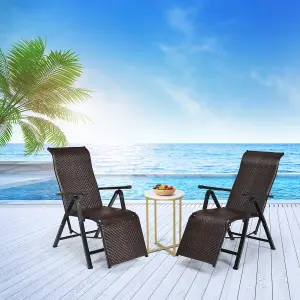 Costway Rattan Folding Reclining Chair Adjustable Position Zero Gravity Sunlounger