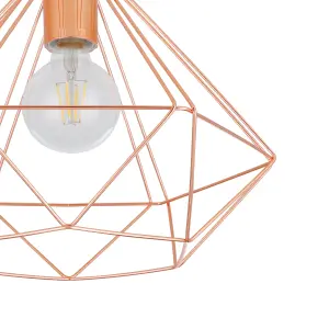 GoodHome Hexagon Gloss Metal Copper effect Ceiling light