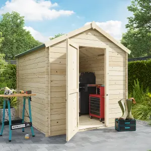 BillyOh Pro Apex Log Cabin Wooden Shed - W2.0m x D2.5m (7 x 8ft) - 28mm Thickness