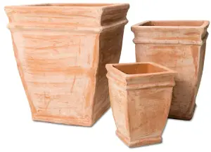 Primrose Terracotta Orange Tapered Outdoor Patio Garden Cube Planter 49cm