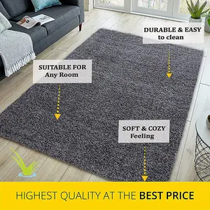 Abaseen 120x170 cm Dark Grey Shaggy Rug - Soft Touch Thick Pile Modern Rugs - Washable Area Rugs for Home and Office