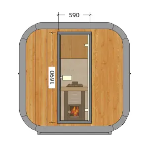 Inmedias Thermowood Icon Sauna 200S - 4-6 Person 2m x 2m - Outdoor Cube Barrel Sauna Full Single Door