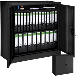 Filing Cabinet - 3 compartments, lockable, 90 x 40 x 90 cm - black