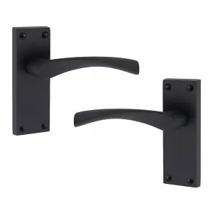 6 Set of Victorian Scroll Astrid Handle Latch Door Handles Matt Black Pair of 3" Ball Bearing Hinges & Latches Pack  120 x 40mm