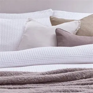 DUSK Portofino 200 Thread Count Waffle Duvet Cover - Cotton - White - Single