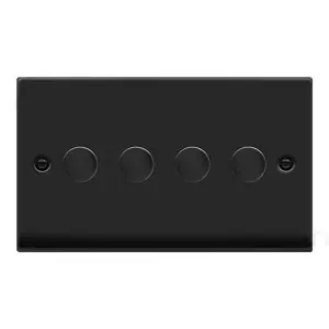 Matt Black 4 Gang 2 Way LED 100W Trailing Edge Dimmer Light Switch. - SE Home