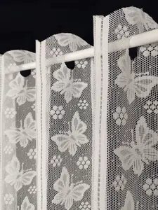 Home Curtains Butterfly Lace Louvre Blind 72w x 36d" (183x91cm) White Café top Louvre Blind (1)