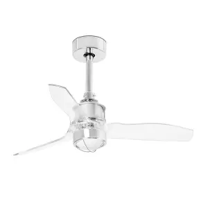 Luminosa Just LED Chrome, Transparent Ceiling Fan 81cm, 3000K