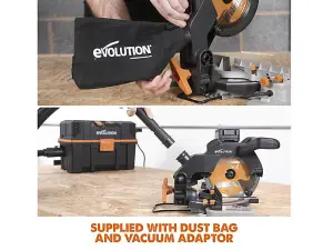 Evolution 088-0001 R185CMS-Li EXT Compound Mitre Saw 18V Bare Unit EVLR185CMSN