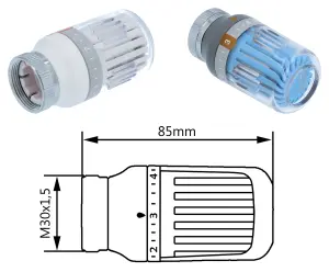 Goshe Pink/Grey Radiator Thermostatic Valve Head M30x1,5 Crystal Colour 8-30C Temperature