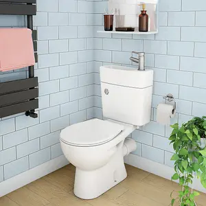 Nes Home Modern 2 in 1 Compact Combo White Basin and Close Coupled Toilet