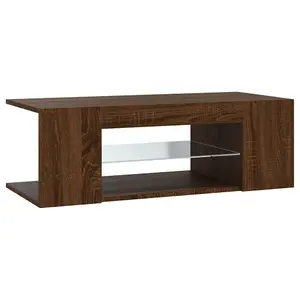 Berkfield TV Cabinet with LED Lights Brown Oak 90x39x30 cm