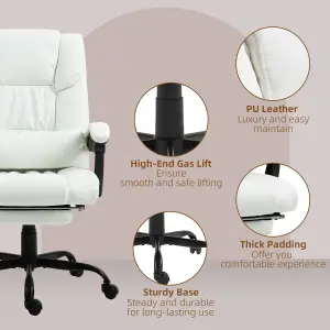 Vinsetto PU Massage Office Chair Height Adjustable Computer Chair White