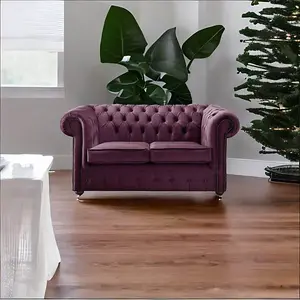 Chesterfield 2 Seater Fabric Malta 01 Purple Sofa