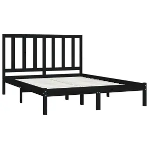 Berkfield Bed Frame Black Solid Wood Pine 140x200 cm