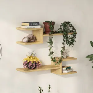 Modern Floating Wall Shelves (Set of 2) (Set of 2) Natural