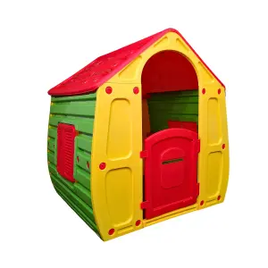 1.09m Yellow & Red Kids Indoor Outdoor Plastic Wendy House Magical Playhouse