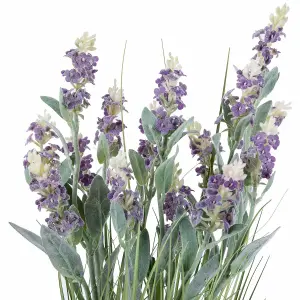 Homescapes Artificial Purple Lavender Plant in Decorative Metallic Ceramic Pot, 66 cm Tall