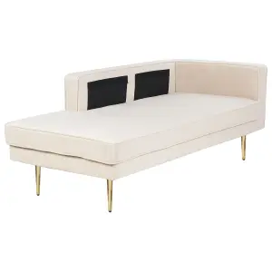 Right Hand Velvet Chaise Lounge Beige MIRAMAS