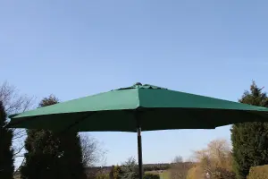 2.7M Wide Garden Parasol Umbrella With Tilt and Crank (Dark Green)